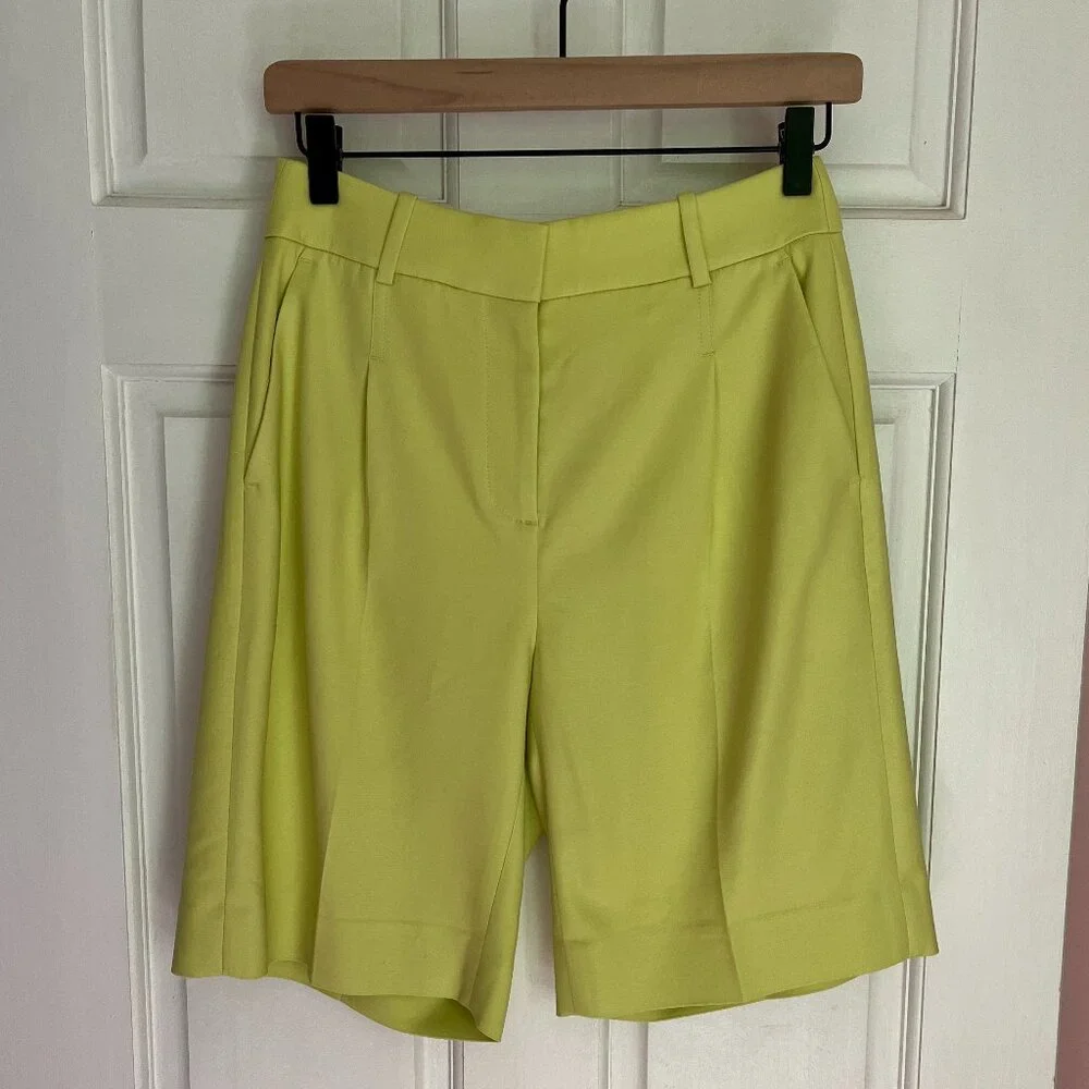 J. Crew High-Rise Trouser Short in Drapey Twill - Pale Kiwi - Picture 2 of 7